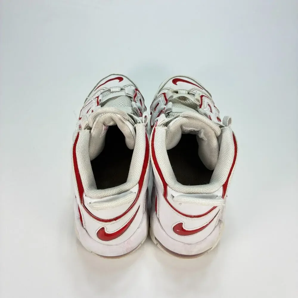 Nike Air More Uptempo White Red Lifestyle Sneaker Shoes DJ5988-100 Youth Size 5Y